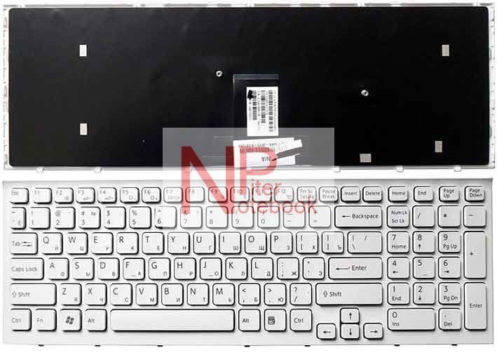 Клавиатура для Sony Vaio VPC-EB белая с белой рамкой