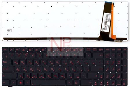 Клавиатура для Asus N56VM черная с красной подсветкой